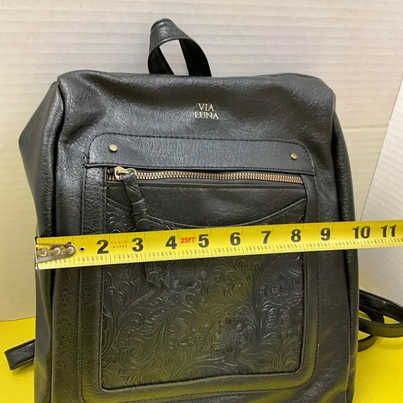 Black Embossed Front-Pocket Backpack - Picture 4 of 9